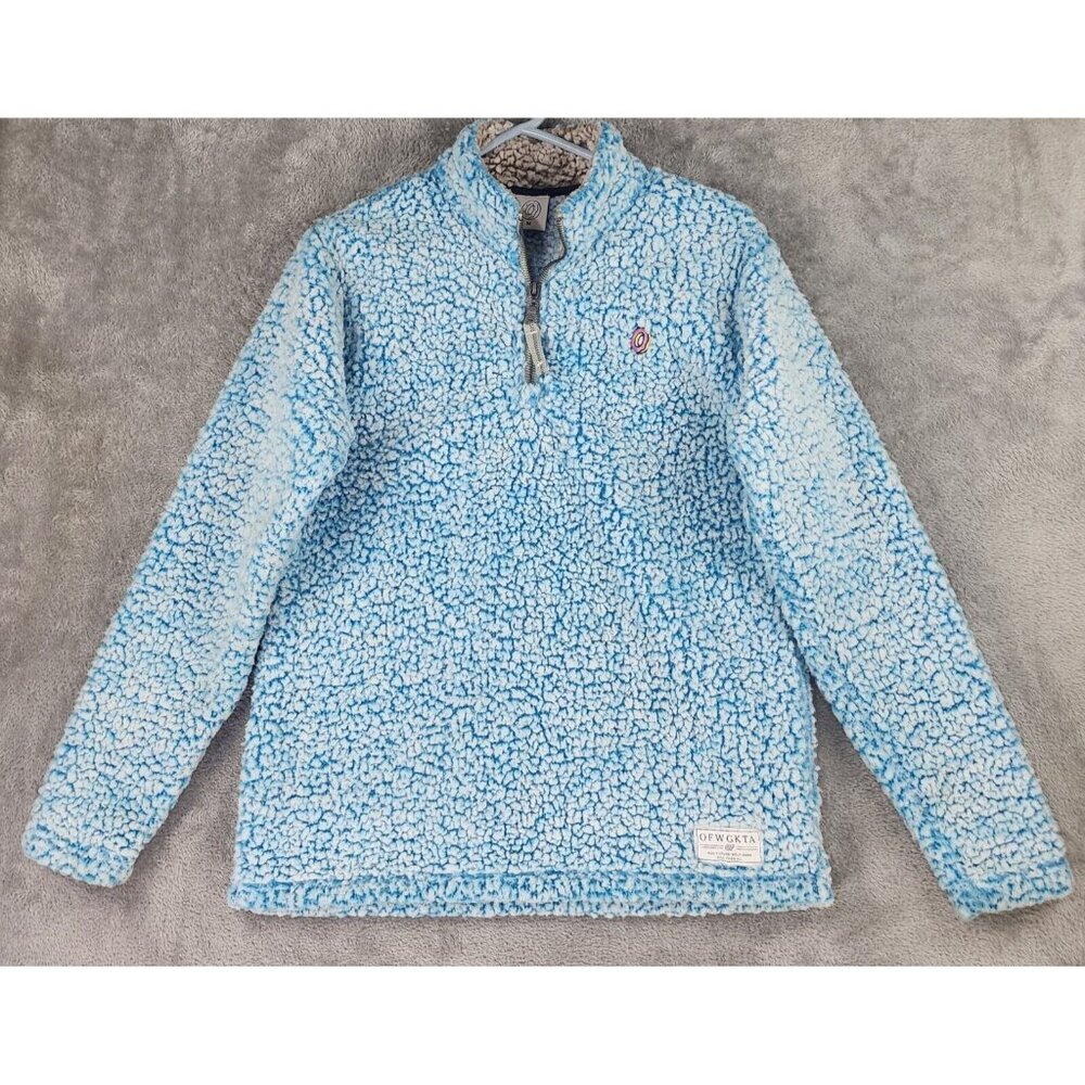 Odd Future Wolf Gang Sherpa Sweatshirt Womens Medium Blue 1/4 Zip Long Sleeve